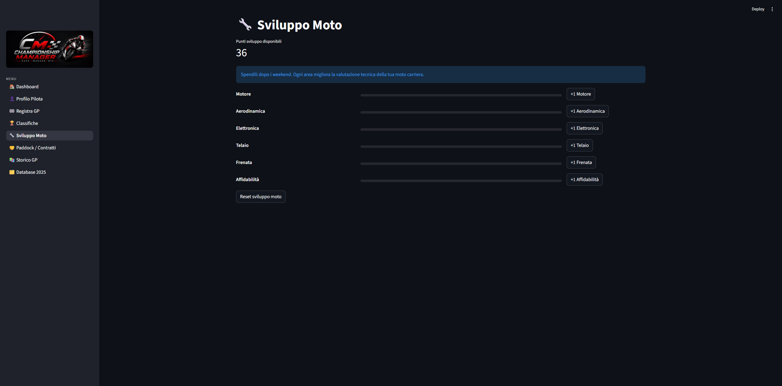 Sviluppo moto in MotoGP Championship Manager